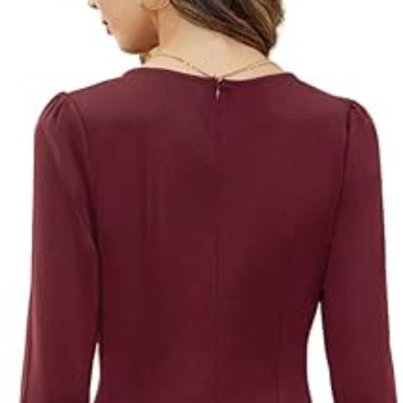 Kate Kasin Feminine Ruffled Ruched Sheath Dress - Picture 2 of 5